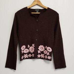 Eastside Westside brown & pink wool cardig…